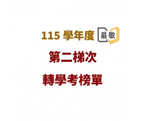 115學年度第二梯次轉學考錄取公告